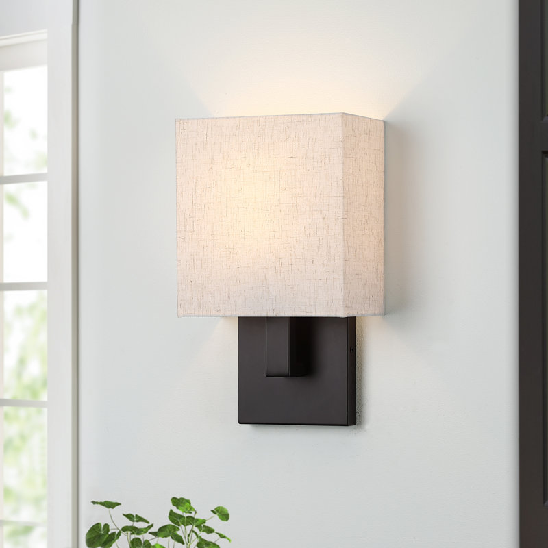 Chrisitne 1-Light Dimmable Wall Sconce, Dark Bronze, Oatmeal