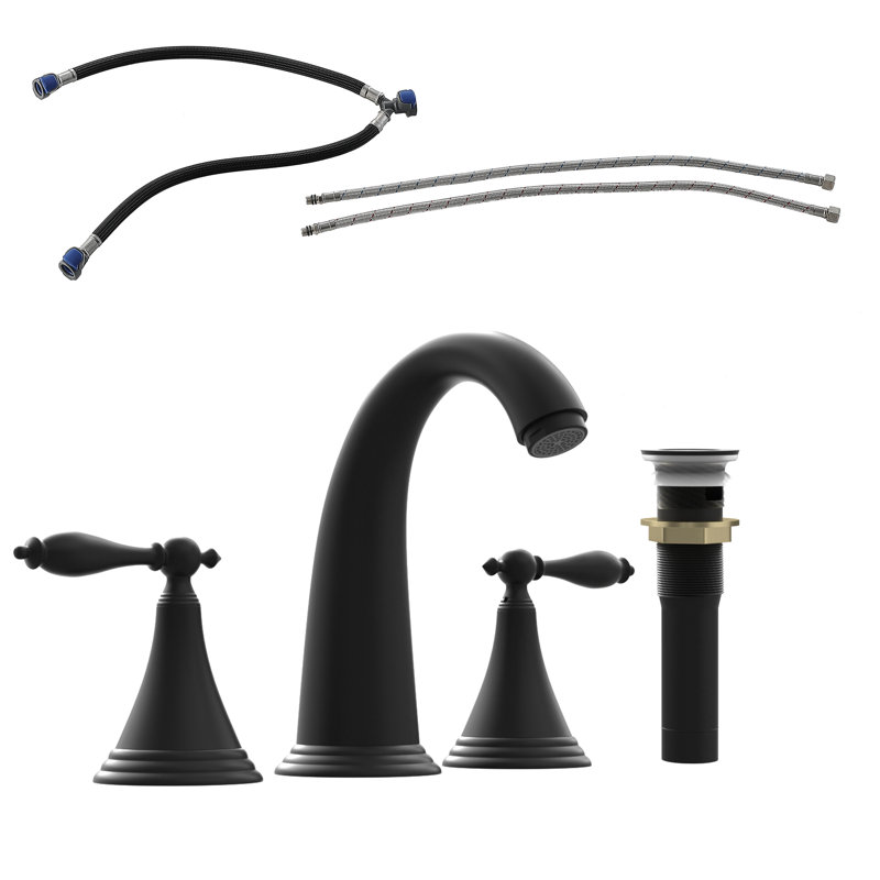 2-handle Bathroom Faucet with Drain Assembly, Matte Black
