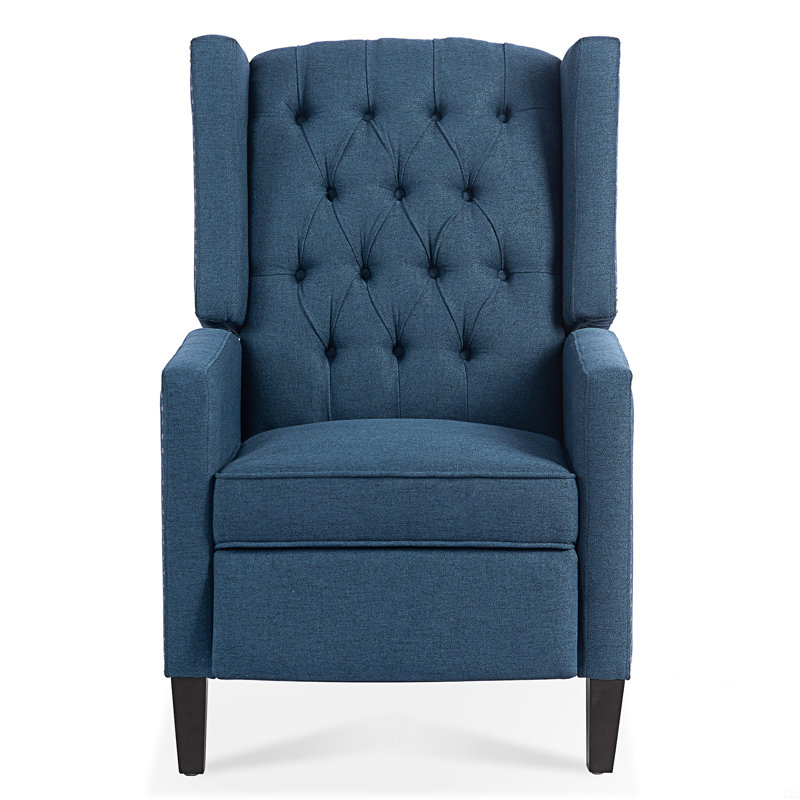27.16" Wide Manual Wing Chair Recliner, Blue Polyester