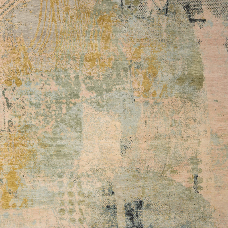 Multicolored Contemporary Wool Silk Blend Rug - 8' x 10'