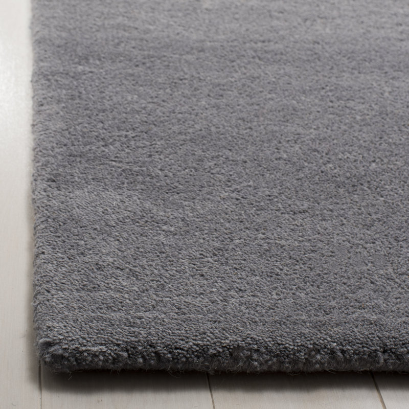 Tapis gris foncé / argent en laine touffeté à la main Amier, Carré 6 pi