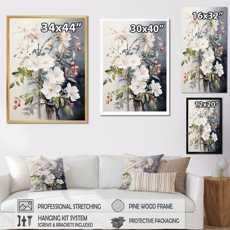 «Lyneisha Asian Art Orchids Flowers II», reproduction sur toile, H 40 po x l 30 po x P 1,5 po, Toile tendue