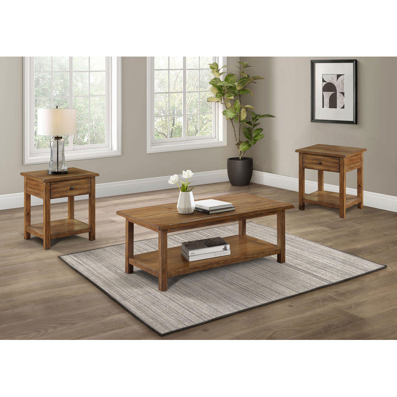 Ensemble de 3 tables basses et 1 table de bout Milbourn - brun, Brun, 3 pièces: table basse, 2 tables de bout