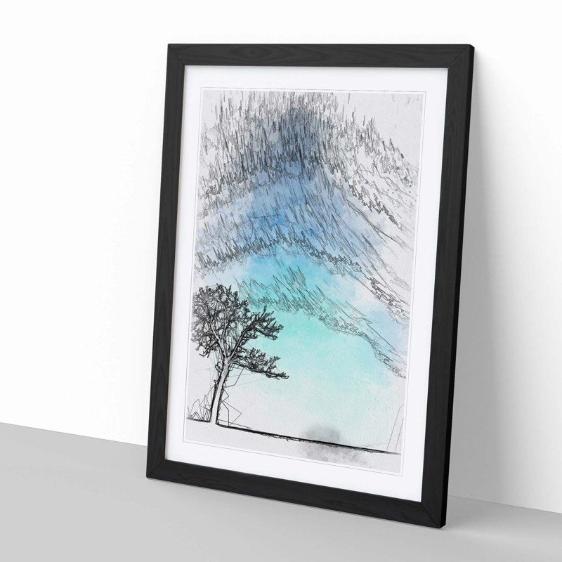 Tree at Dusk in Slovakia in Abstract - Framed Print, Black, 60cm H x 40cm W x 2cm D