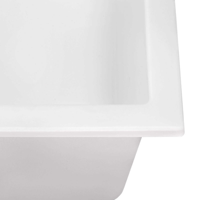 Ruvati 15 x 17 inch Granite Composite Quartz Undermount Single Bowl Wet Bar Prep Sink - Arctic White Matte -, Arctic White