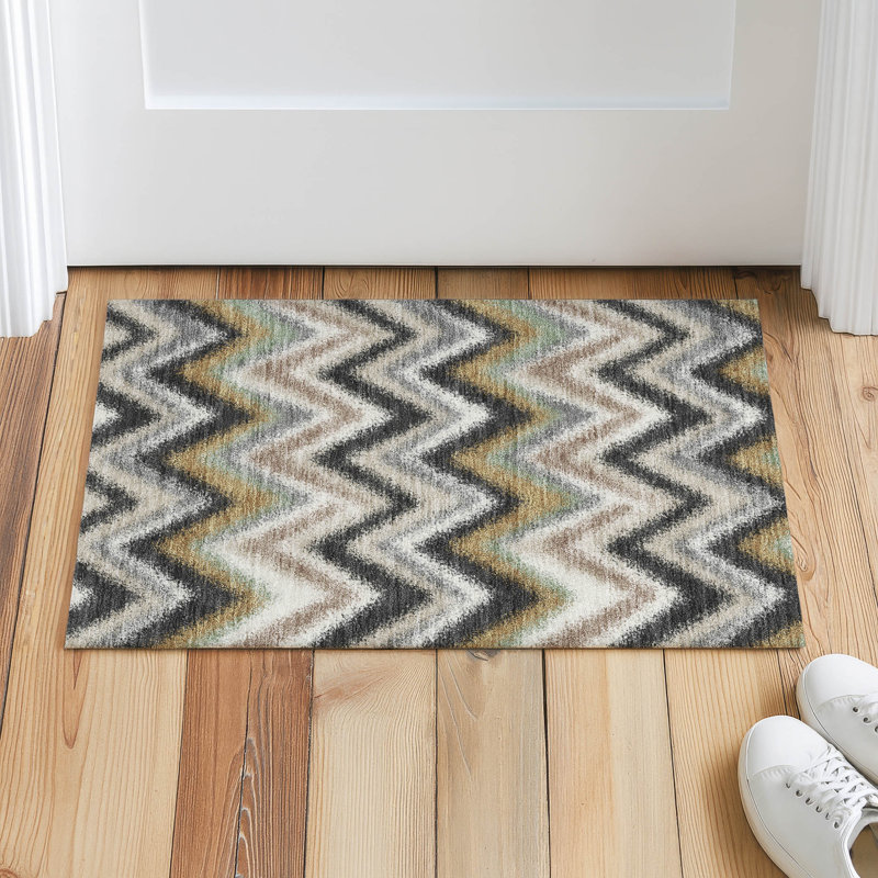 Machine Washable Indoor/Outdoor Chantille ACN2596 Geometric Rug, 1'8" x 2'6", Charcoal