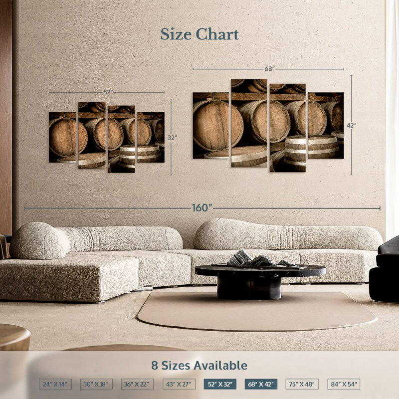 Yarlin Stacked Aged Wine Barrels, 32" H x 52" W