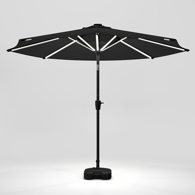 Aisya 3m Traditional Parasol with LED Light, Dark Grey