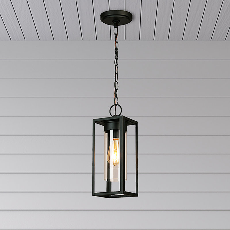 Damarcus Outdoor Hanging Lantern, Matte Black