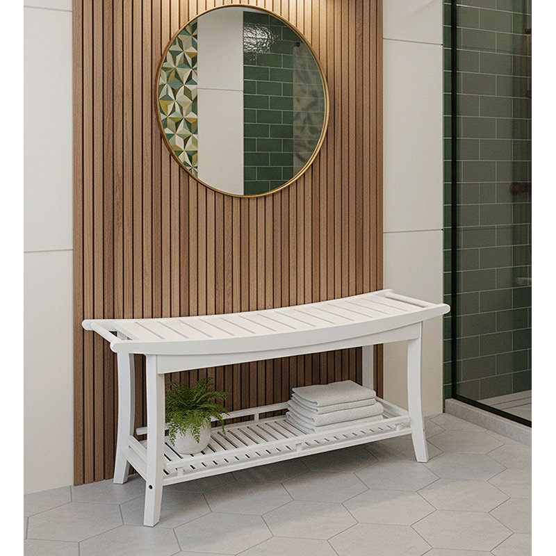 Banc en bois massif Talreja, Blanc