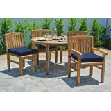 Huntington 5pc Teak Outdoor Dining Set with Sunbrella Cushion