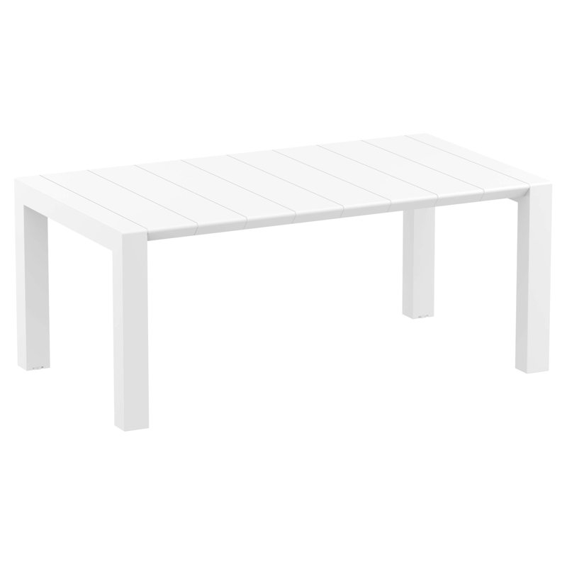 6-Person Patio Dining Set with Extendable Table and Stackable Chairs, White