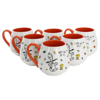 Gibson Peanuts 20 Ounce 6 Piece Stoneware Mug Set In Orange
