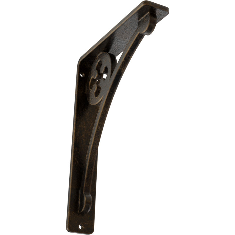 Support en fer forgé Crawley, H 8 po x l 1,5 po x P 5,5 po, Laiton antique