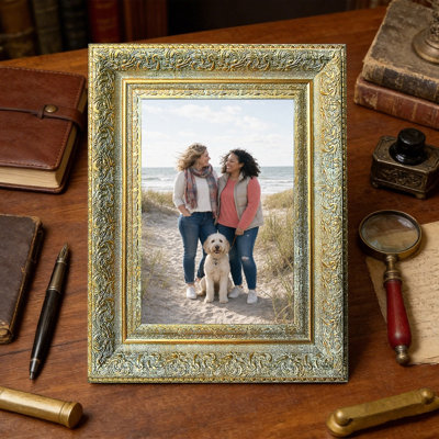 Cadre photo sophistiqué doré antique 1PC 8 po x 10 po avec finition maison