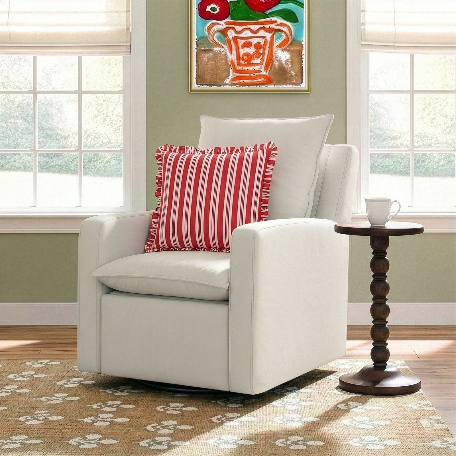Storkcraft Timeless Recline Glider with USB, Ivory Polyester Blend