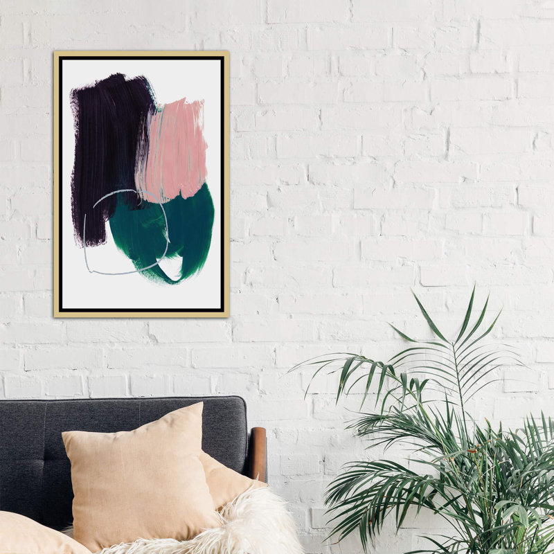 « abstract brush strokes x » par mareike böhmer, reproduction d’art, H 60 po x l 40po x P 1,5 po, Toile encadrée d'or