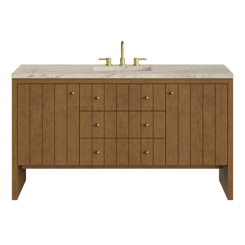 Hudson 60'' W Single Vanity, 8" Widespread, Honey Brown, Tajnar Eclos