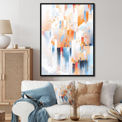 «Peach Blue Symmetric Abstractions» sur impression sur toile