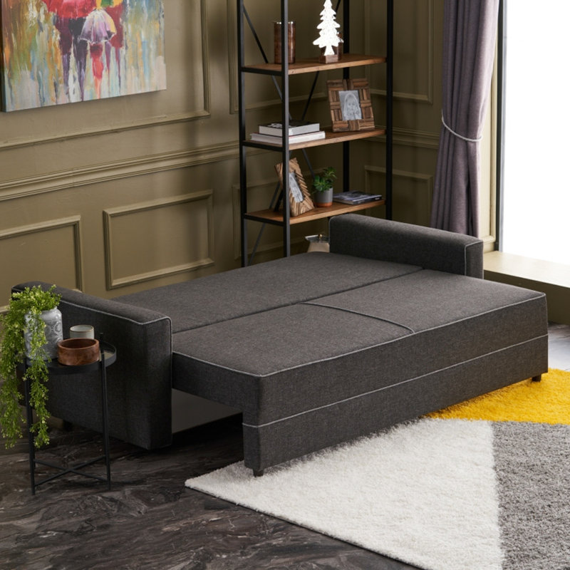 Canapé-lit simple à dossier large de 84,6 po Egons, 100 % polyester anthracite