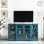 Buffet bleu sarcelle et meuble télé - 6 tablettes réglables, forme gracieuse, stable et sécuritaire 63 po sur 4 portes avec une belle esthétique, gestion des câbles