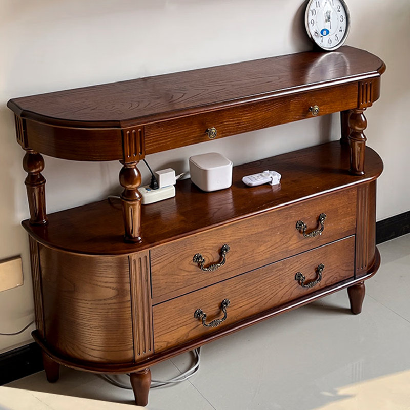 Console en bois massif de style américain, H 32,6 po x l 51 po x P 11,8 po, Brun