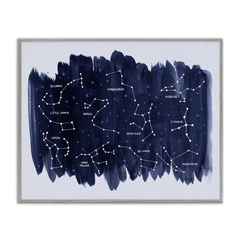 Constellations on Blue, estampe numérique de Carrie Cantwell, H 11 po x l 14 po, Estampe numérique Farmhouse