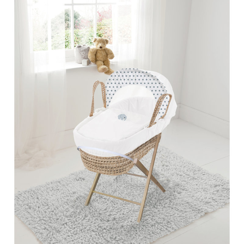 Print Cotton Blend Moses Basket Bedding Set