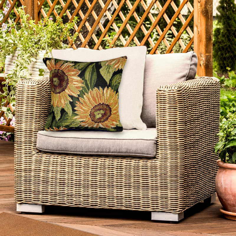 Floral Outdoor Throw Pillow, 18" x 18", Square