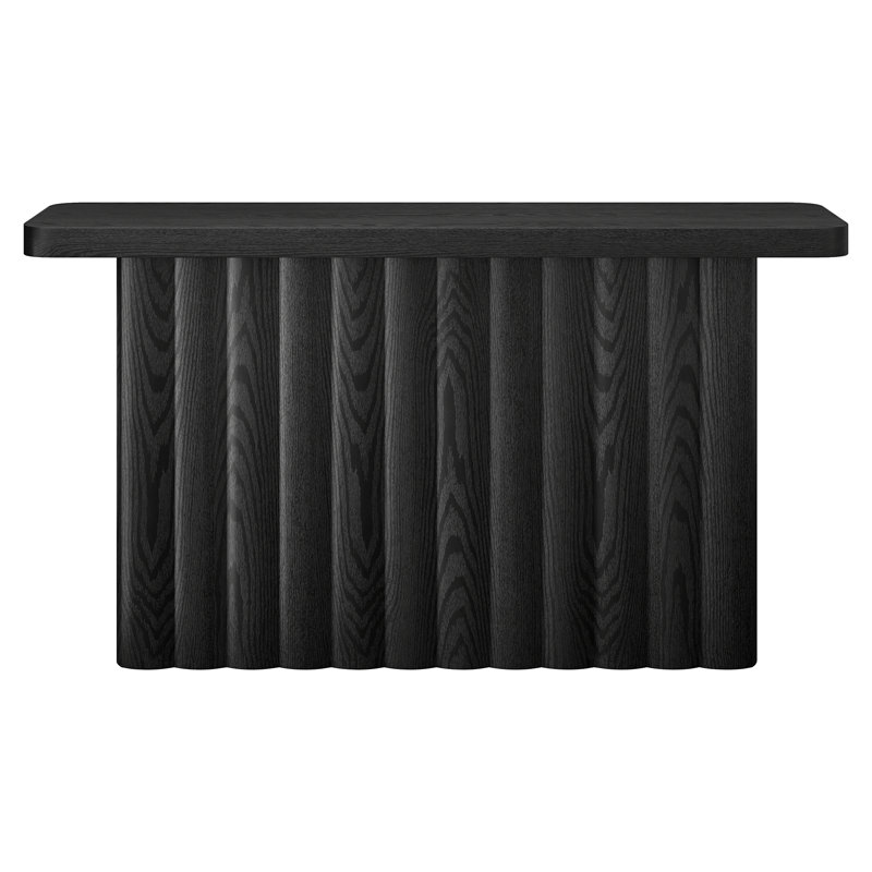 Olie 55" Wide Rectangular Fluted Console Table in Black Grain, Black Grain