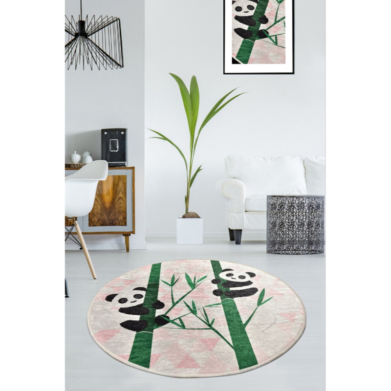 Tapis rond élégant, 55,1 po de diamètre, doux 100% polyester, hauteur des poils de 0,4 po | Antibactérien, antidérapant sous la surface, lavable en machine à 86 ° F | Idéal pour le salon, la chambre à coucher et les aires de jeu, durable et facile à entretenir