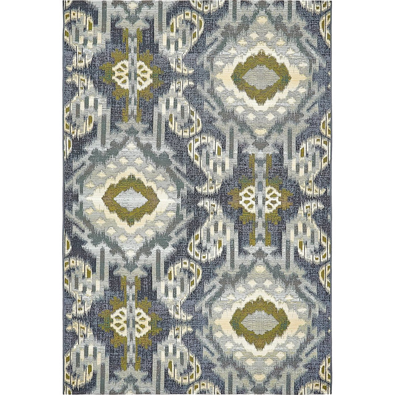 Newt Washable Ikat Indoor / Outdoor Rug, Rectangle 5'3" x 8'