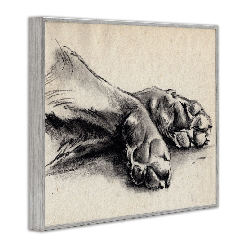 Patte de chien gris anthracite, H 16 po x l 20 po x 1,5 po, Estampe numérique Farmhouse