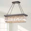 Lustre rectangulaire unique à 5 lumières avec détails en cristal Lafollette
