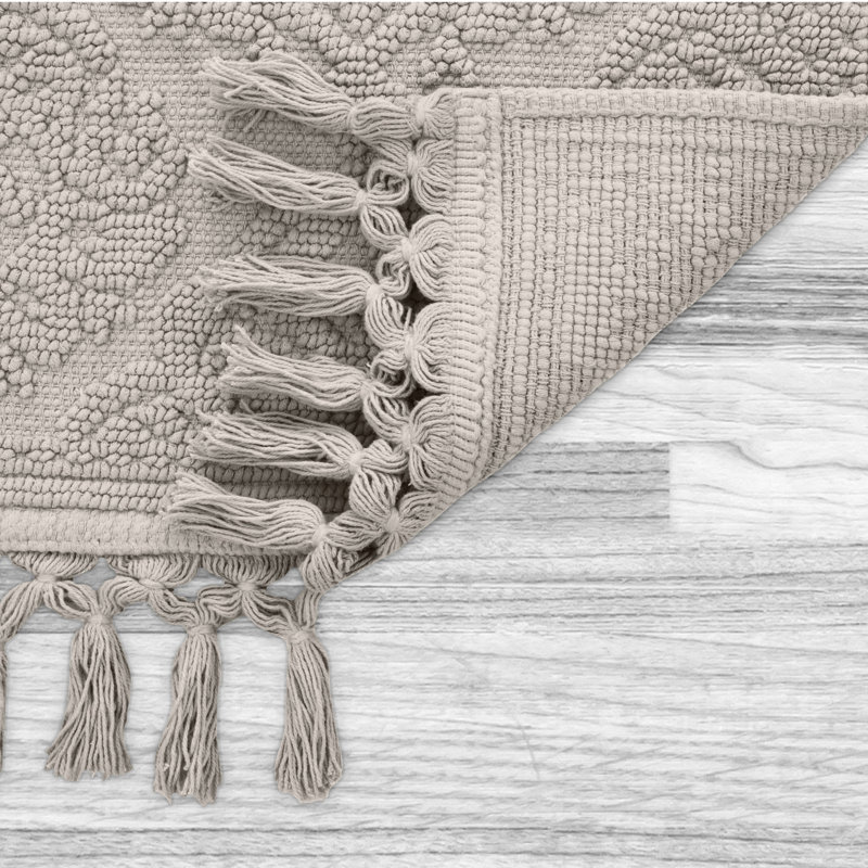 Ricardo 100% Cotton Bath Rug, 21" W x 41" L, Light Gray