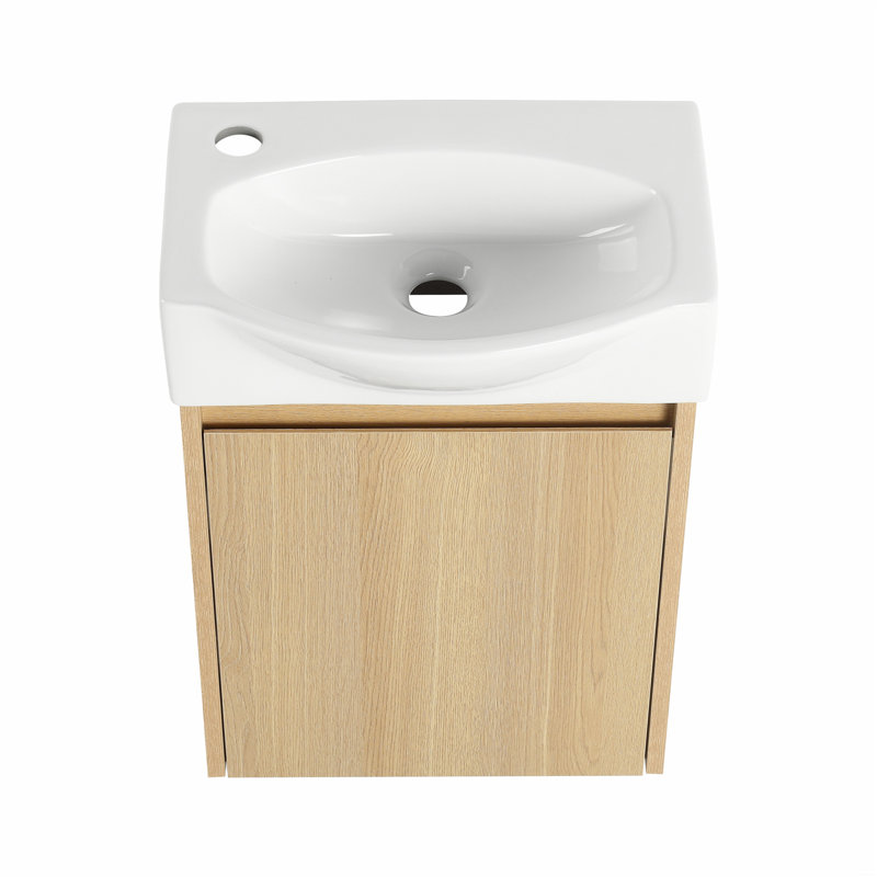 Combinaison de meuble-lavabo simple pour petit espace de salle de bain, Chêne