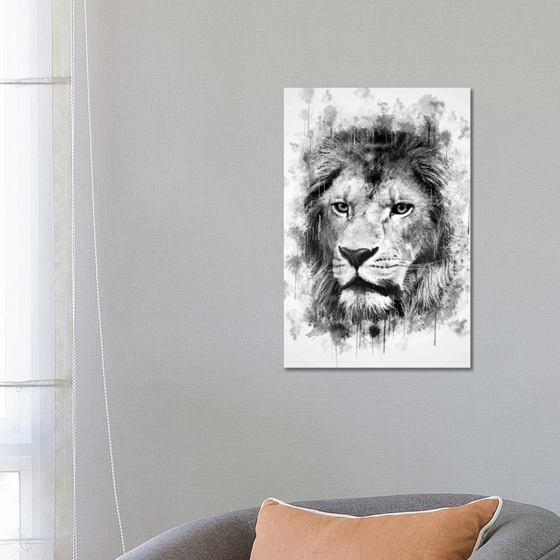 Lion Head by Cornel Vlad - Wrapped Canvas Painting, 66.04cm H x 45.72cm W x 1.905cm D
