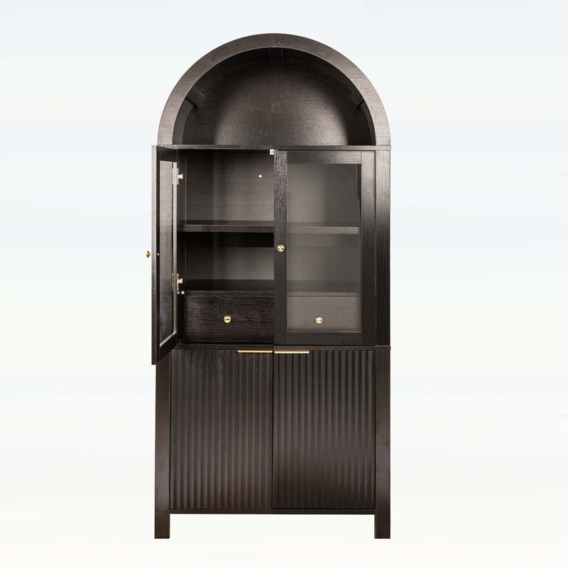 Grand garde-manger arqué avec tablettes réglables, Noir