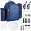 Beach Picnic Backpack Bag for 2 Person with Cooler Compartment Navy Blue