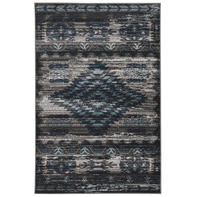 Miche Wabun Southwestern Gray and Blue Low Pile Area Rug