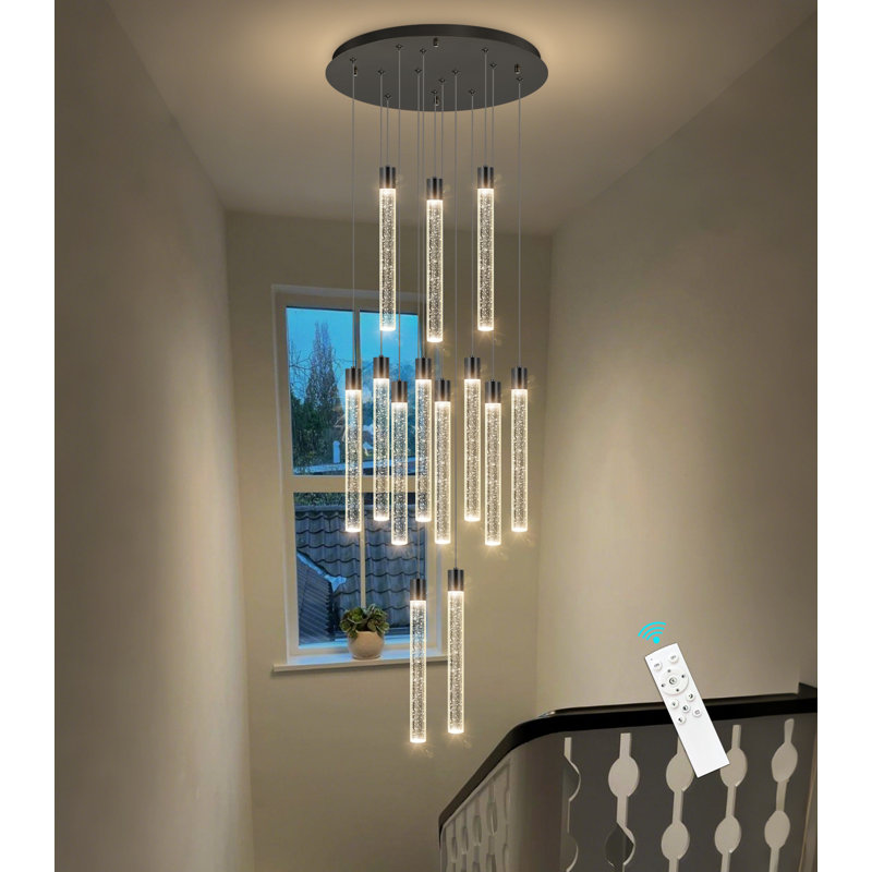 Lustre 13 lumières à DEL moderne en cristal noir, Matte Black