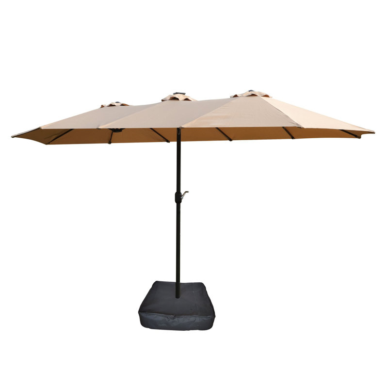 Marick 181'' x 108'' Rectangular Lighted Market Umbrella, Taupe