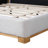 Upholstered Platform Bed With Thick Headboard & Rubberwood Frame-118728746-124605989