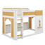 Lit superposé simple au-dessus de simple avec tablettes de rangement, fenêtre et deux portes, pour enfants, adolescents, adultes-620347715