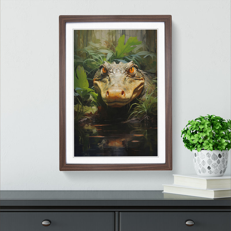 Alligator Contemporary - Framed Print, Walnut, 34cm H x 25cm W x 2cm D