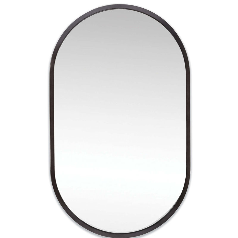 Canal Stainless Steel Wall Mirror, Blackened Steel