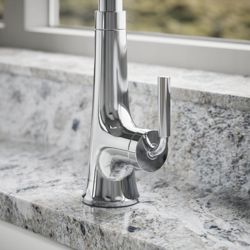Tone Single Handle Pull Down Kitchen Sink Faucet with Three-Function Pull Down Sprayer, Polished Chrome