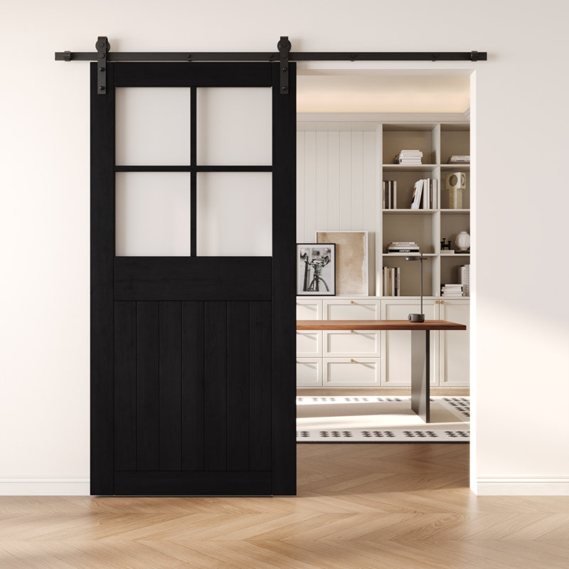 Porte de grange coulissante en bois massif non assemblé 26 po x 84 po, 26 po x 84 po