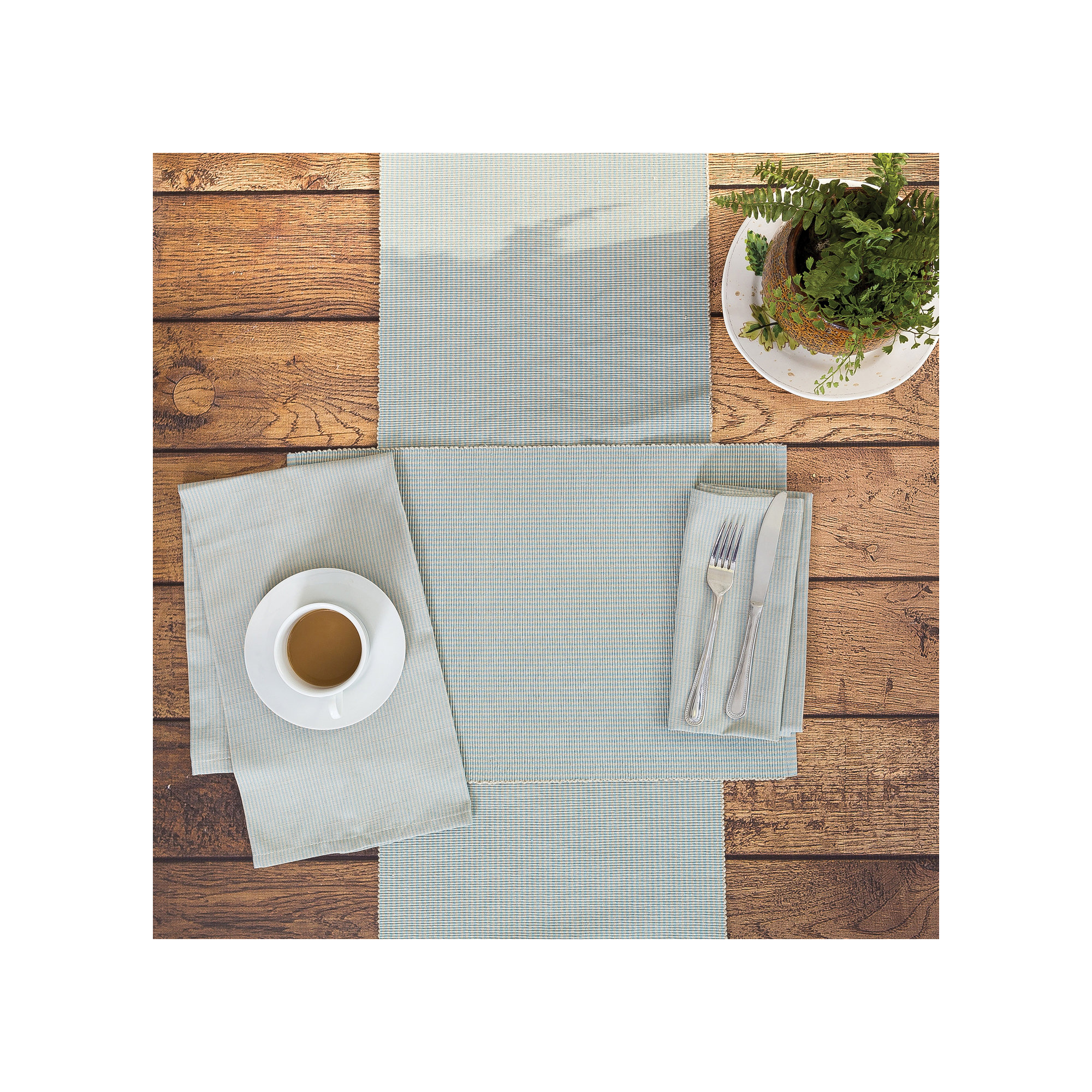 Gilmour Port Stripe Cotton Table Runner, Aegean