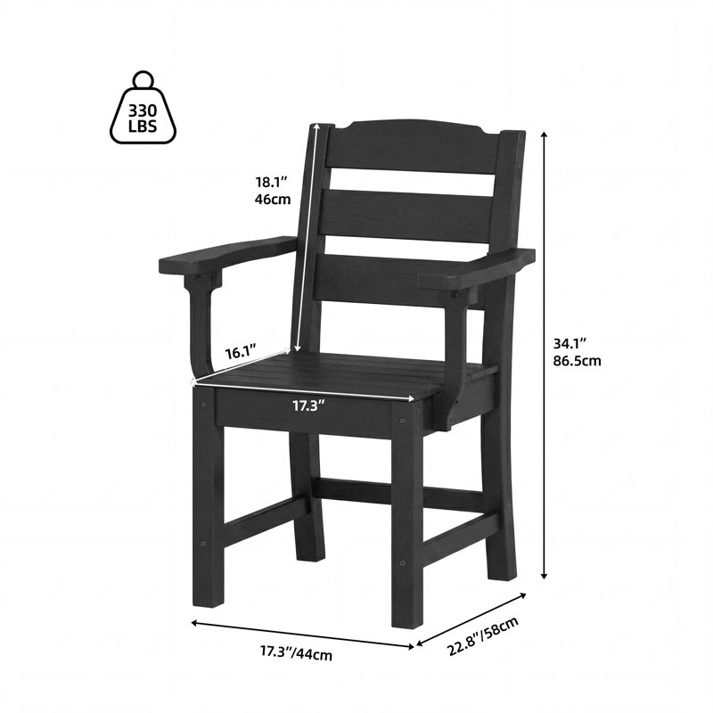 Chaises de salle à manger d'extérieur, Noir